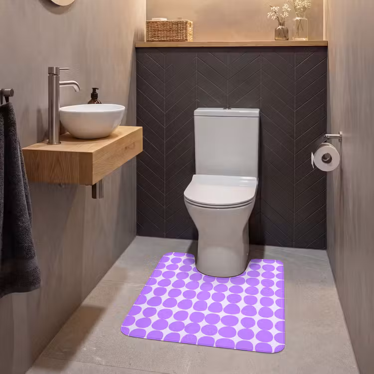 Wc Mat - Paars - Geometrisch - Stippen - Polka Dot - Patroon — 2
