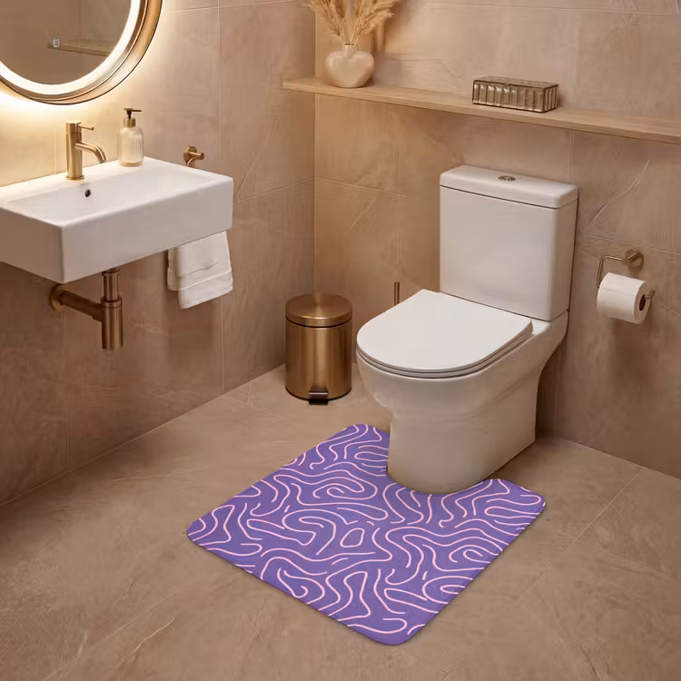 Wc Mat - Paars - Roze - Abstract - Lijnen - Doolhof - Patroon — 3