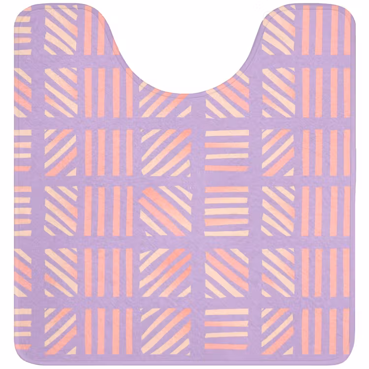 Wc Mat - Paars - Roze - Geometrisch - Strepen - Blokken - Patroon — 1