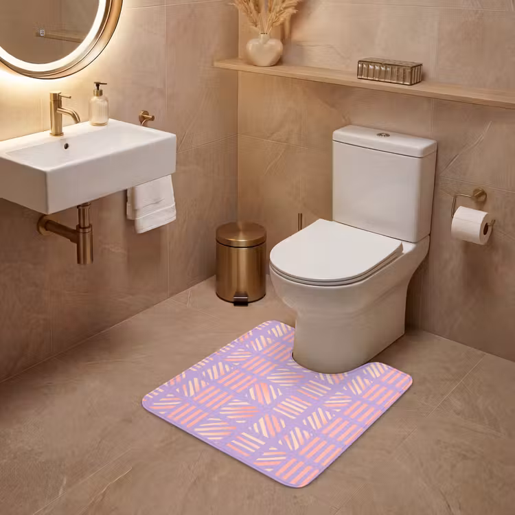 Wc Mat - Paars - Roze - Geometrisch - Strepen - Blokken - Patroon — 3