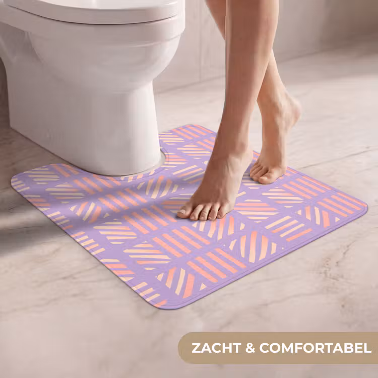 Wc Mat - Paars - Roze - Geometrisch - Strepen - Blokken - Patroon — 5
