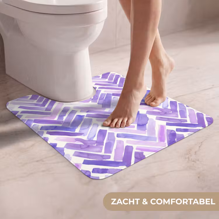 Wc Mat - Paars - Visgraat - Aquarel - Penseelstreken - Patroon — 5