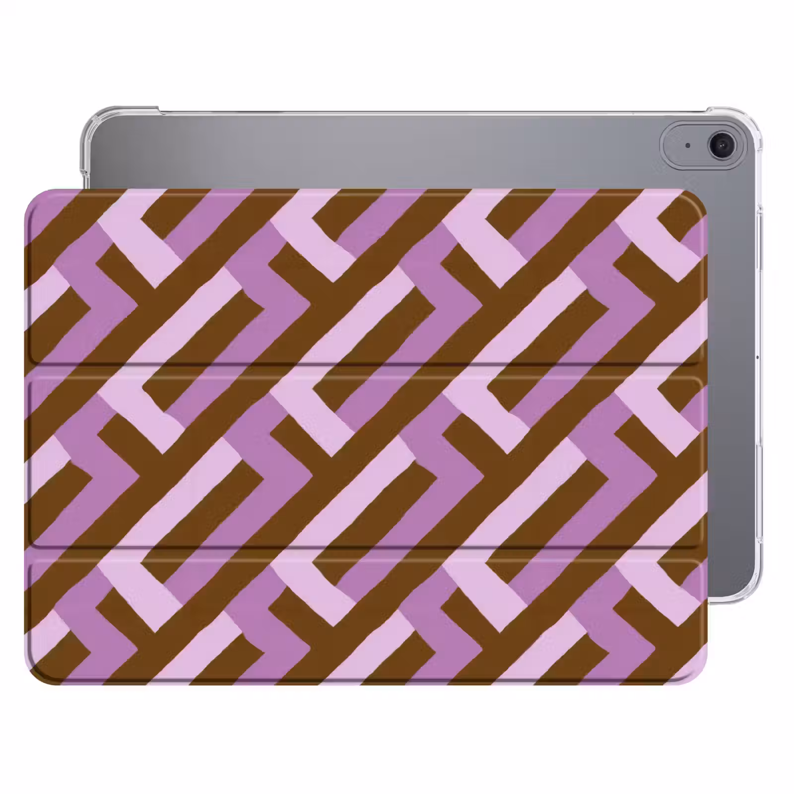 iPad hoes - Bruin - Roze - Geometrisch - Meander - Patroon — 1