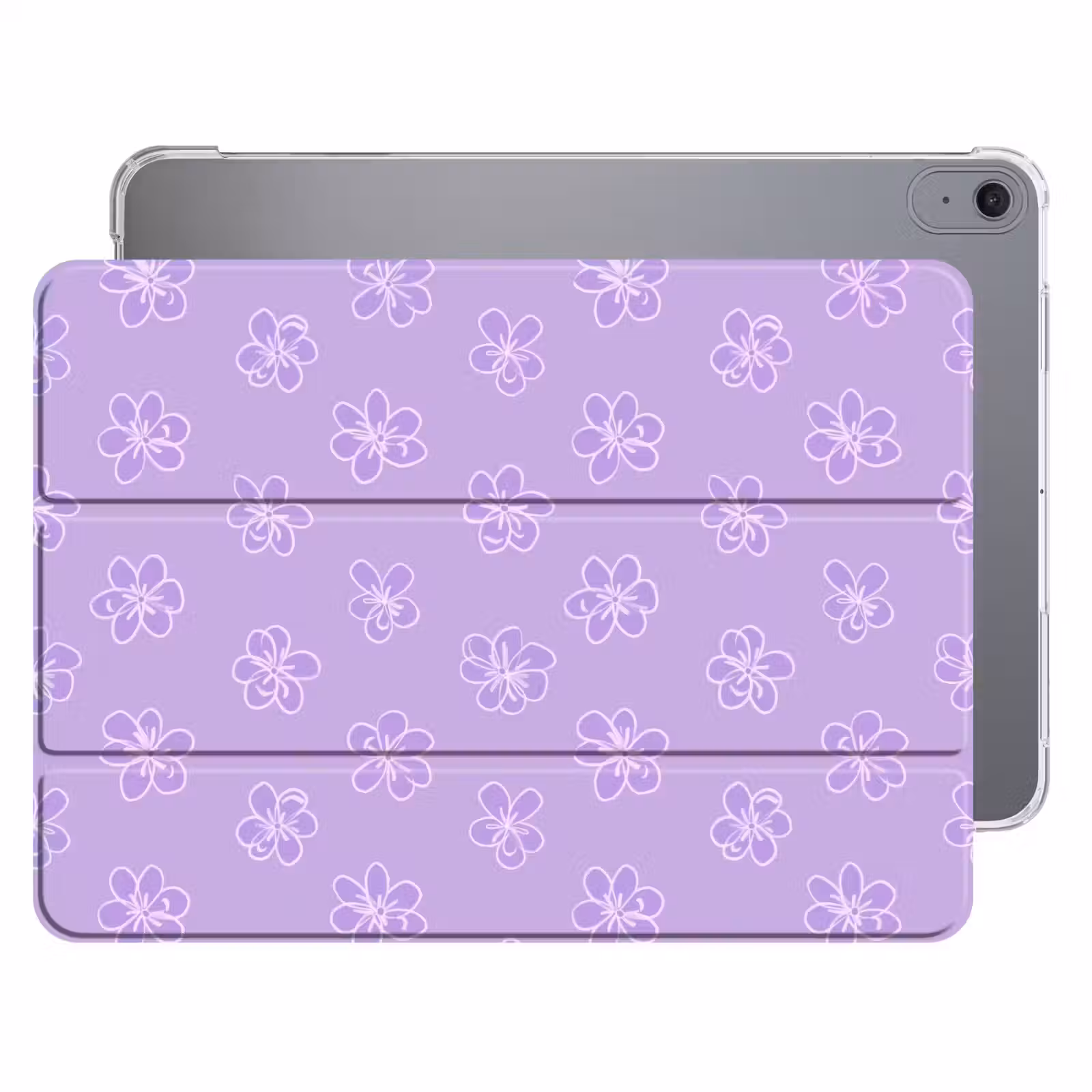 iPad hoes - Lila - Botanisch - Bloemen - Handgetekend - Patroon — 1