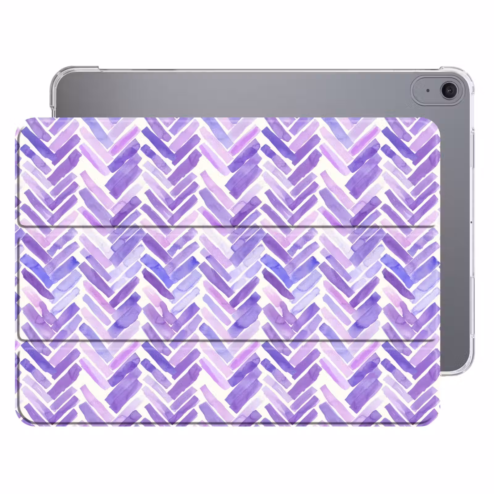 iPad hoes - Paars - Visgraat - Aquarel - Penseelstreken - Patroon — 1