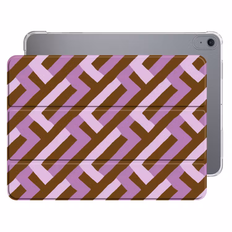 iPad hoes - Bruin - Roze - Geometrisch - Meander - Patroon — 1