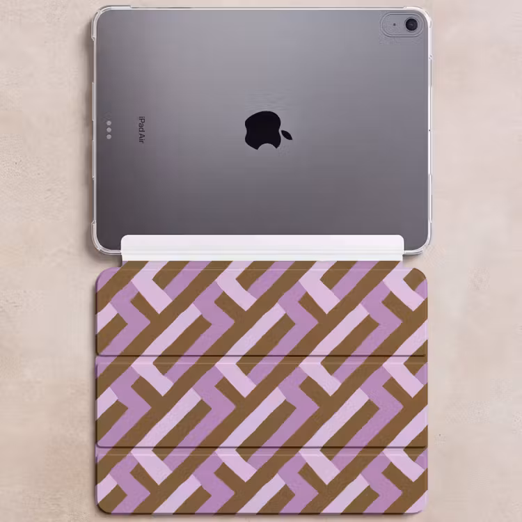 iPad hoes - Bruin - Roze - Geometrisch - Meander - Patroon — 6