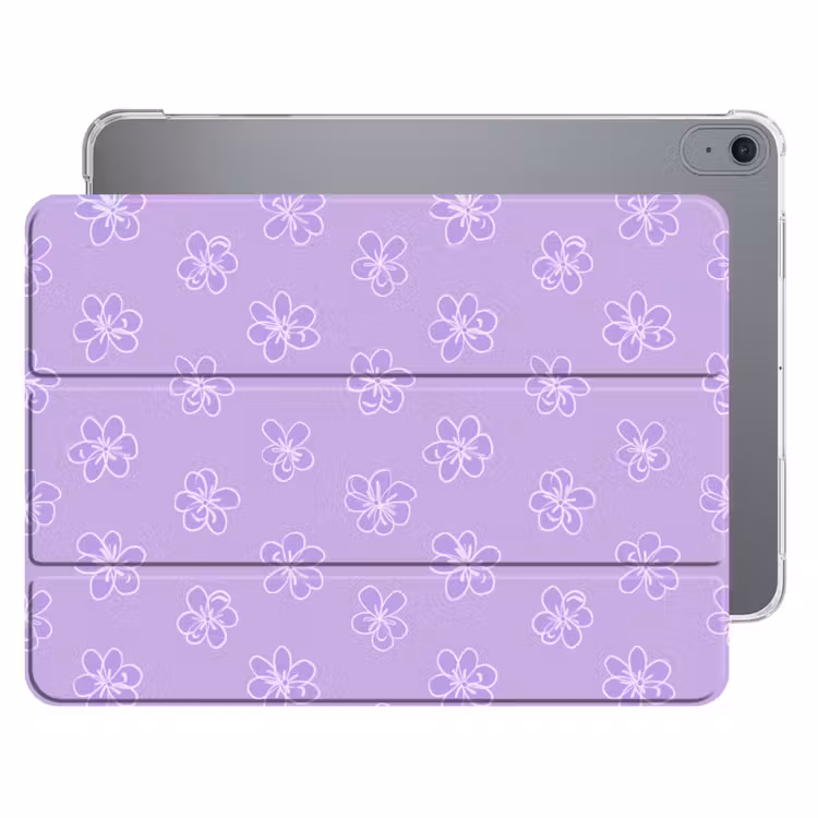 iPad hoes - Lila - Botanisch - Bloemen - Handgetekend - Patroon — 1