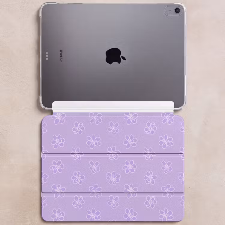 iPad hoes - Lila - Botanisch - Bloemen - Handgetekend - Patroon — 6