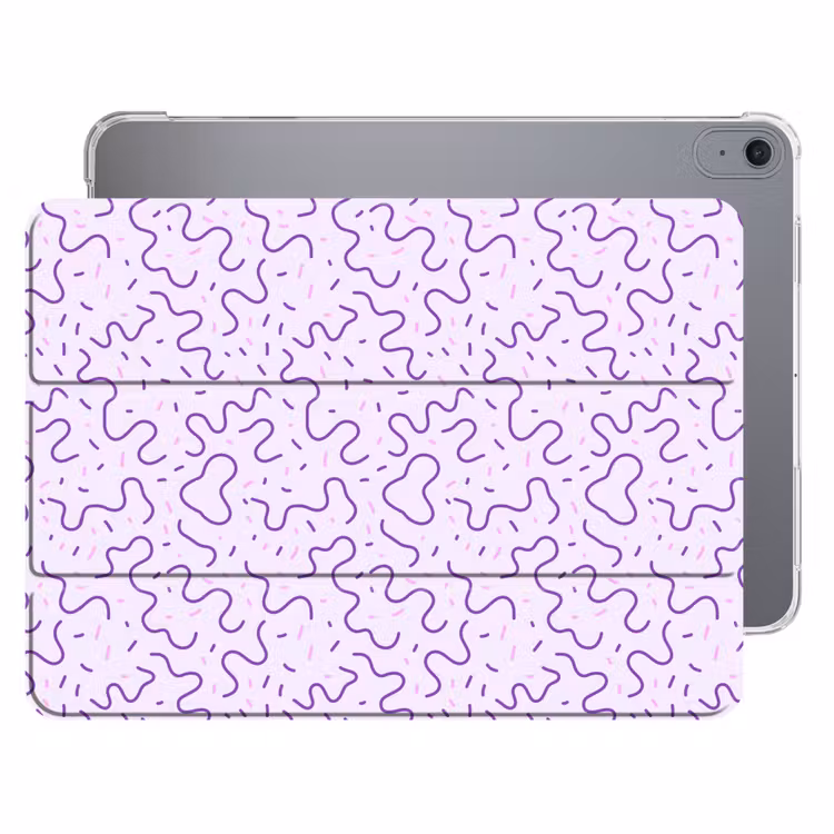 iPad hoes - Paars - Abstract - Memphis - Retro - Spikkels - Patroon — 1