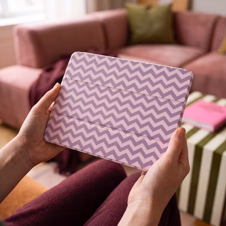 iPad hoes - Paars - Roze - Geometrisch - Chevron - Zigzag - Patroon — 4