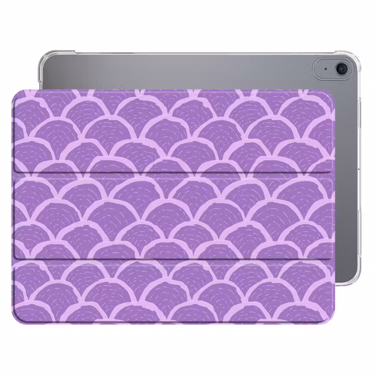 iPad hoes - Paars - Schubber - Schelpen - Handgetekend - Patroon — 1