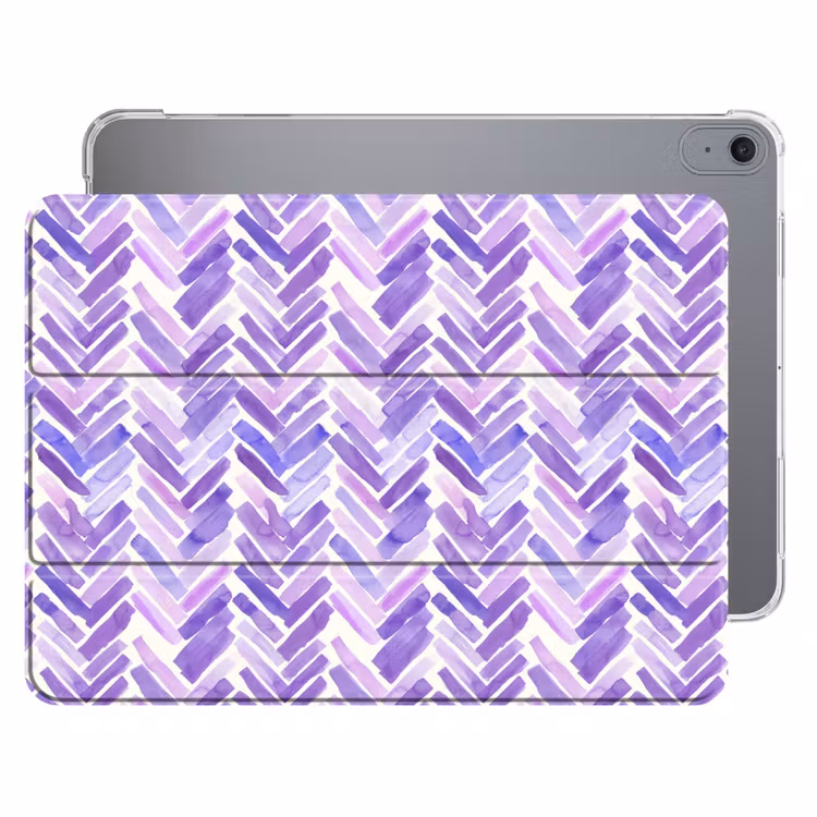 iPad hoes - Paars - Visgraat - Aquarel - Penseelstreken - Patroon — 1