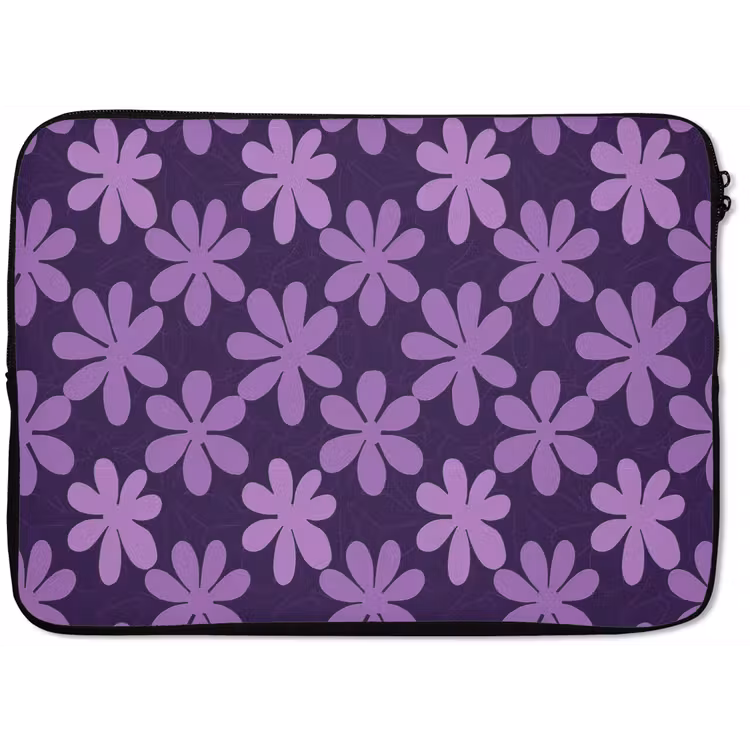 Laptophoes - Paars - Botanisch - Bloemen - Retro - Patroon — 1