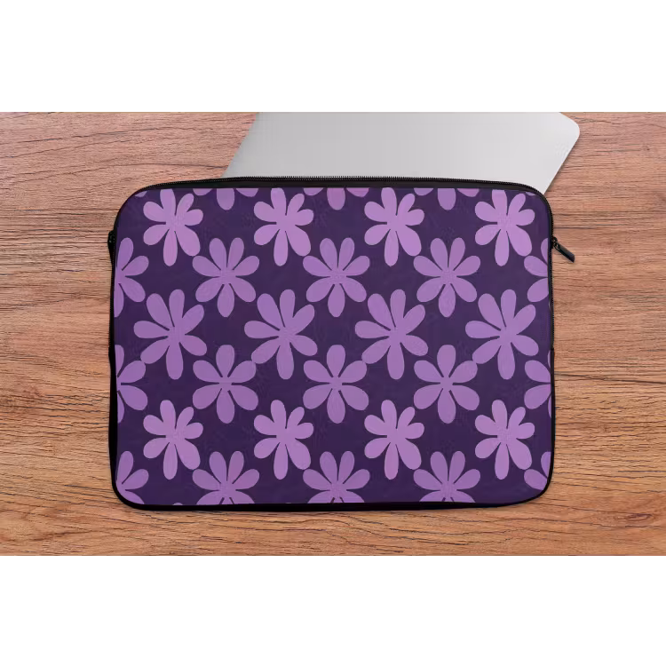 Laptophoes - Paars - Botanisch - Bloemen - Retro - Patroon — 2