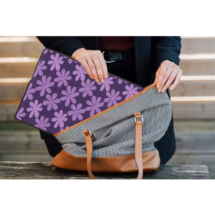 Laptophoes - Paars - Botanisch - Bloemen - Retro - Patroon — 4