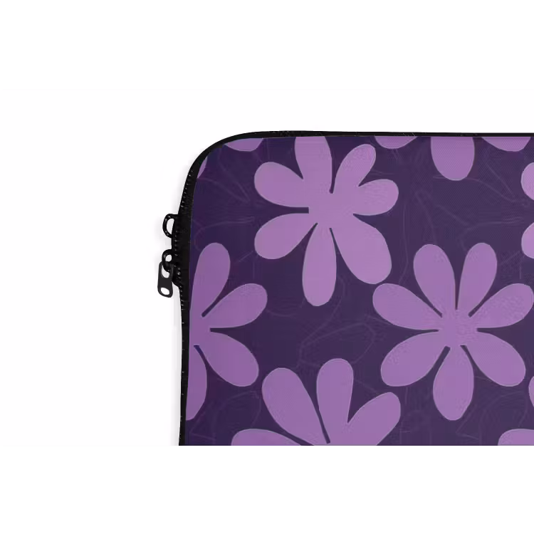 Laptophoes - Paars - Botanisch - Bloemen - Retro - Patroon — 5