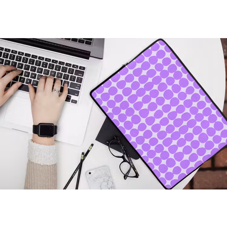 Laptophoes - Paars - Geometrisch - Stippen - Polka Dot - Patroon — 3