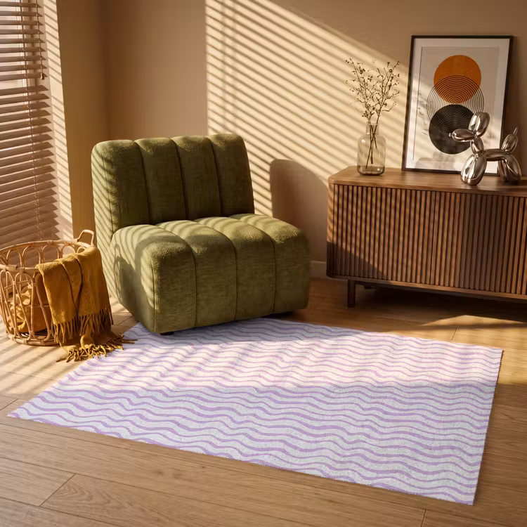Vloerkleed - Lila - Geometrisch - Golfjes - Lijnen - Patroon — 2