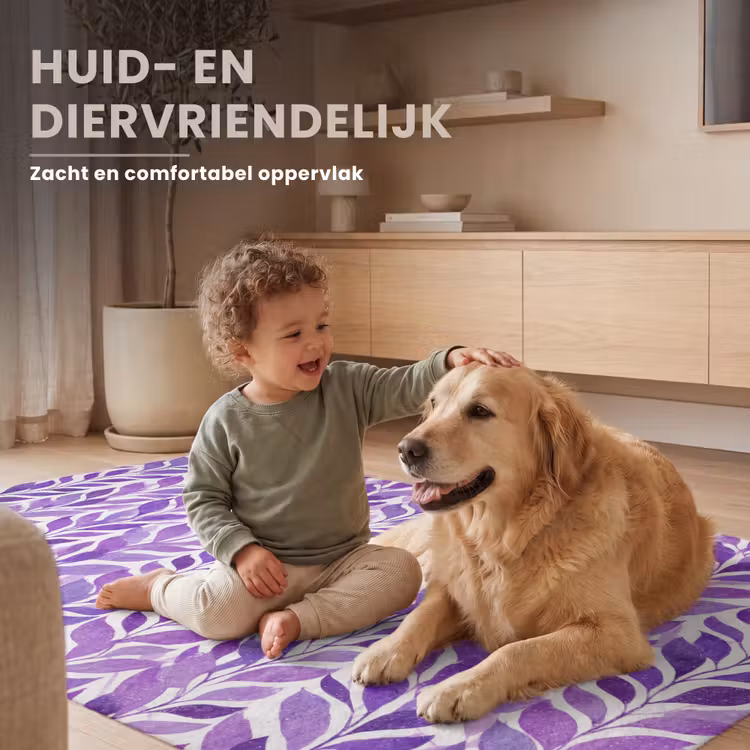 Vloerkleed - Paars - Botanisch - Bladeren - Aquarel - Takken - Patroon — 6