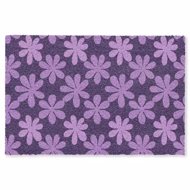Vloerkleed - Paars - Botanisch - Bloemen - Retro - Patroon — 1