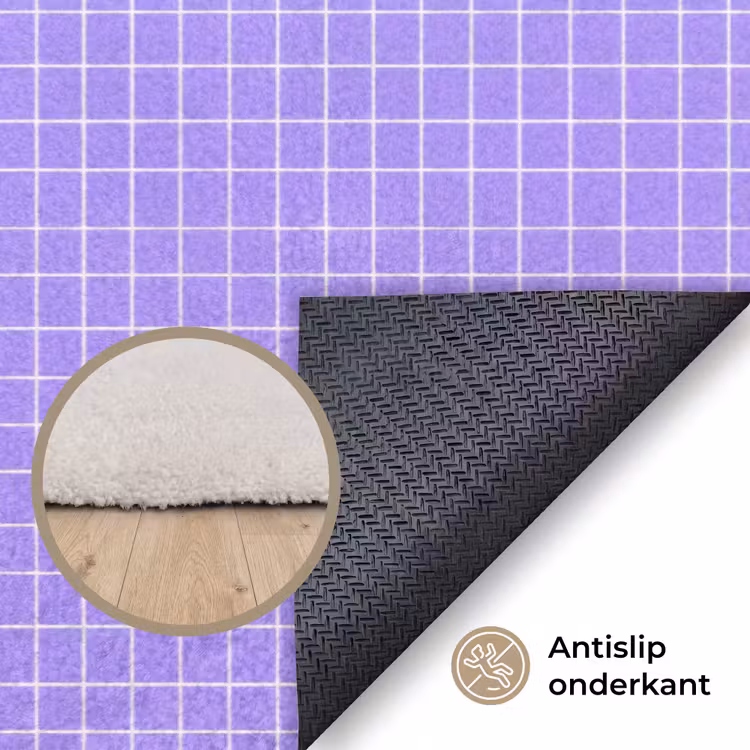 Vloerkleed - Paars - Geometrisch - Raster - Minimalistisch - Patroon — 4