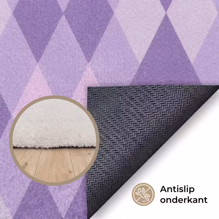 Vloerkleed - Paars - Geometrisch - Ruiten - Argyle - Patroon — 4