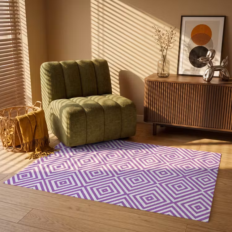 Vloerkleed - Paars - Geometrisch - Ruiten - Concentrisch - Patroon — 2