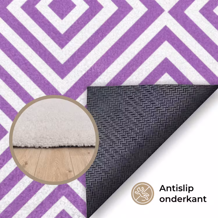 Vloerkleed - Paars - Geometrisch - Ruiten - Concentrisch - Patroon — 4