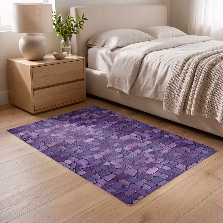 Vloerkleed - Paars - Mozaïek - Scherven - Steen - Patroon — 5