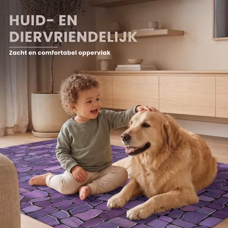 Vloerkleed - Paars - Mozaïek - Scherven - Steen - Patroon — 6