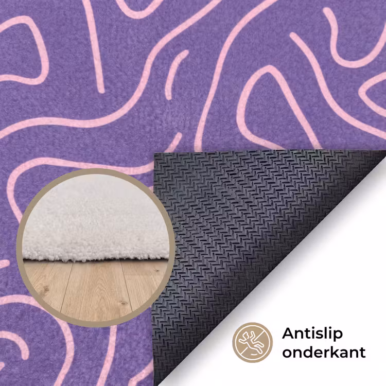 Vloerkleed - Paars - Roze - Abstract - Lijnen - Doolhof - Patroon — 4