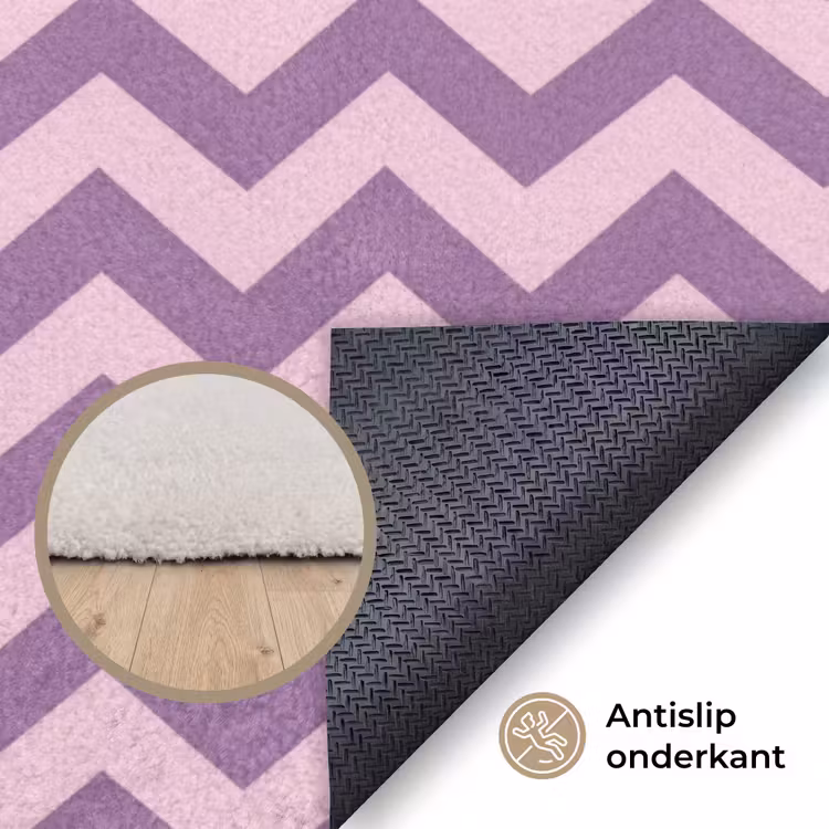 Vloerkleed - Paars - Roze - Geometrisch - Chevron - Zigzag - Patroon — 4