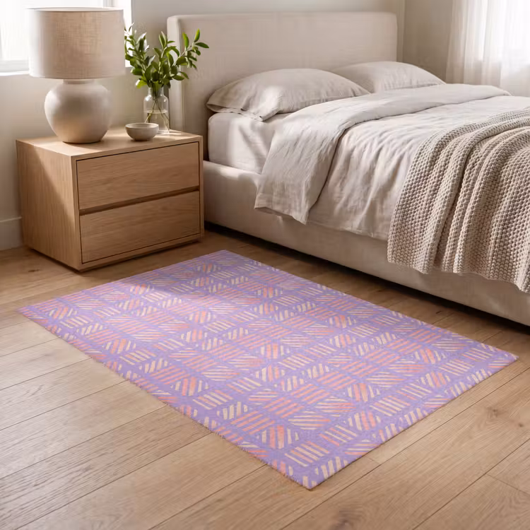 Vloerkleed - Paars - Roze - Geometrisch - Strepen - Blokken - Patroon — 5