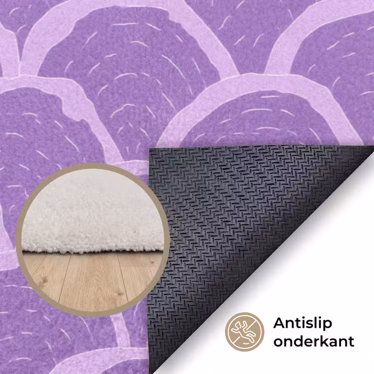 Vloerkleed - Paars - Schubber - Schelpen - Handgetekend - Patroon — 4