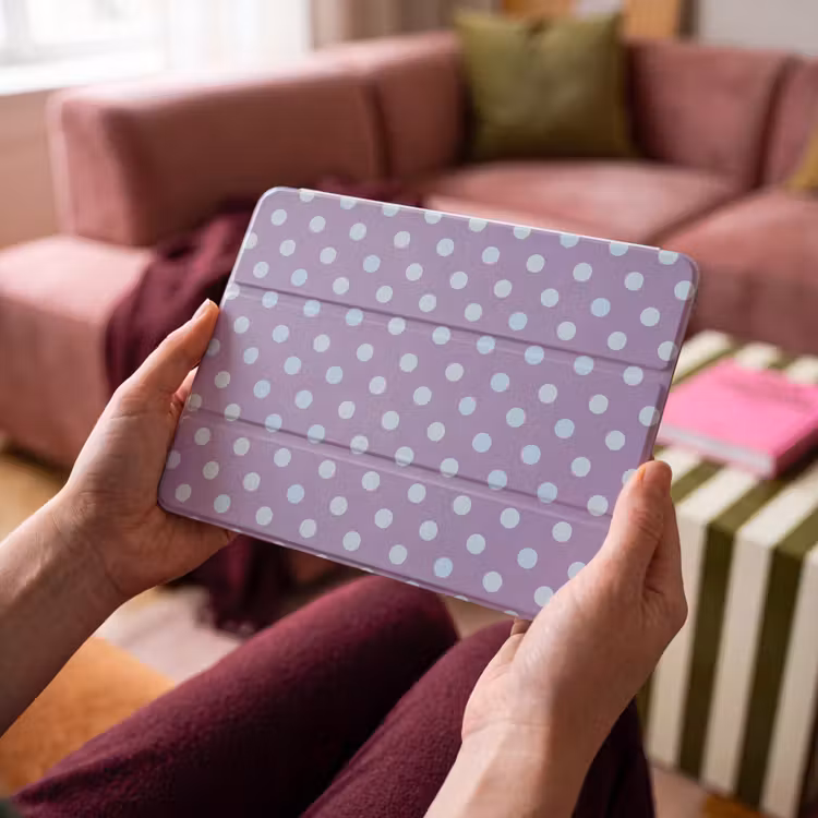iPad hoes - Paars - Blauw - Geometrisch - Stippen - Polka Dot - Patroon — 4