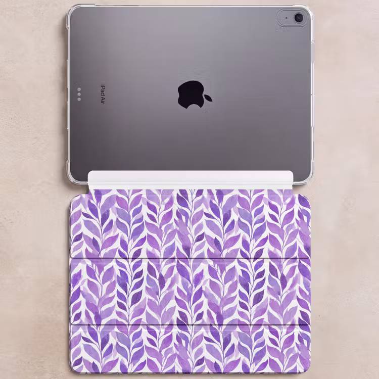iPad hoes - Paars - Botanisch - Bladeren - Aquarel - Takken - Patroon — 6