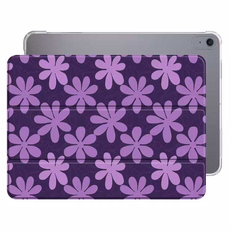 iPad hoes - Paars - Botanisch - Bloemen - Retro - Patroon — 1