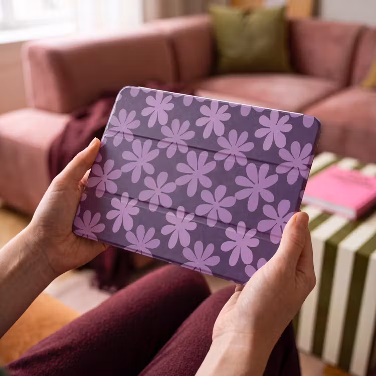 iPad hoes - Paars - Botanisch - Bloemen - Retro - Patroon — 4