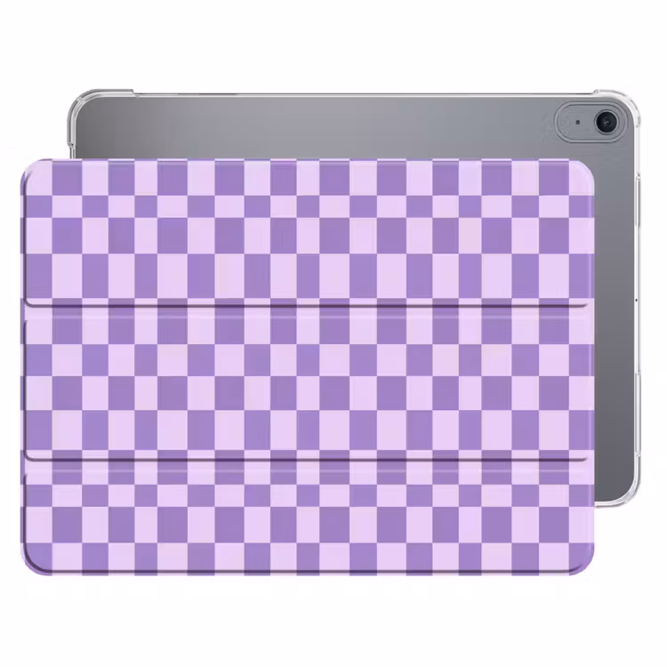 iPad hoes - Paars - Geometrisch - Dambord - Blokken - Patroon — 1