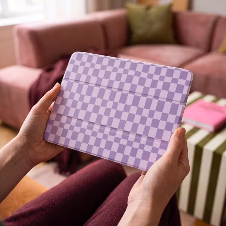 iPad hoes - Paars - Geometrisch - Dambord - Blokken - Patroon — 4