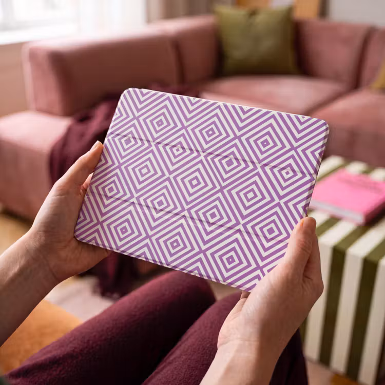iPad hoes - Paars - Geometrisch - Ruiten - Concentrisch - Patroon — 4