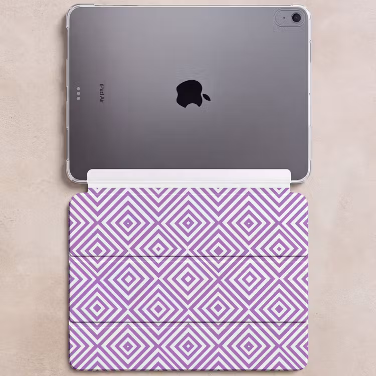 iPad hoes - Paars - Geometrisch - Ruiten - Concentrisch - Patroon — 6