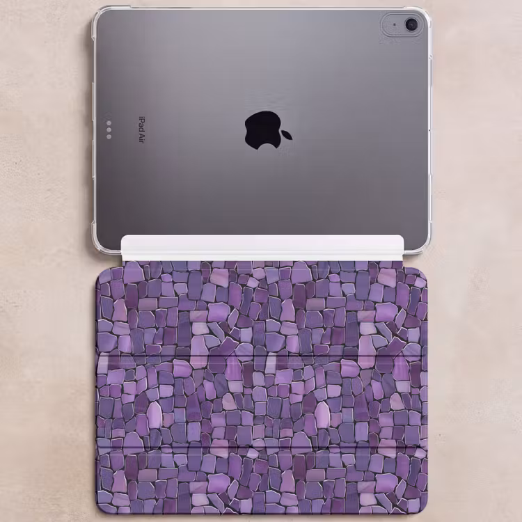 iPad hoes - Paars - Mozaïek - Scherven - Steen - Patroon — 6