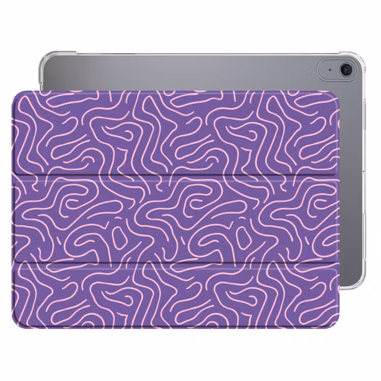 iPad hoes - Paars - Roze - Abstract - Lijnen - Doolhof - Patroon — 1