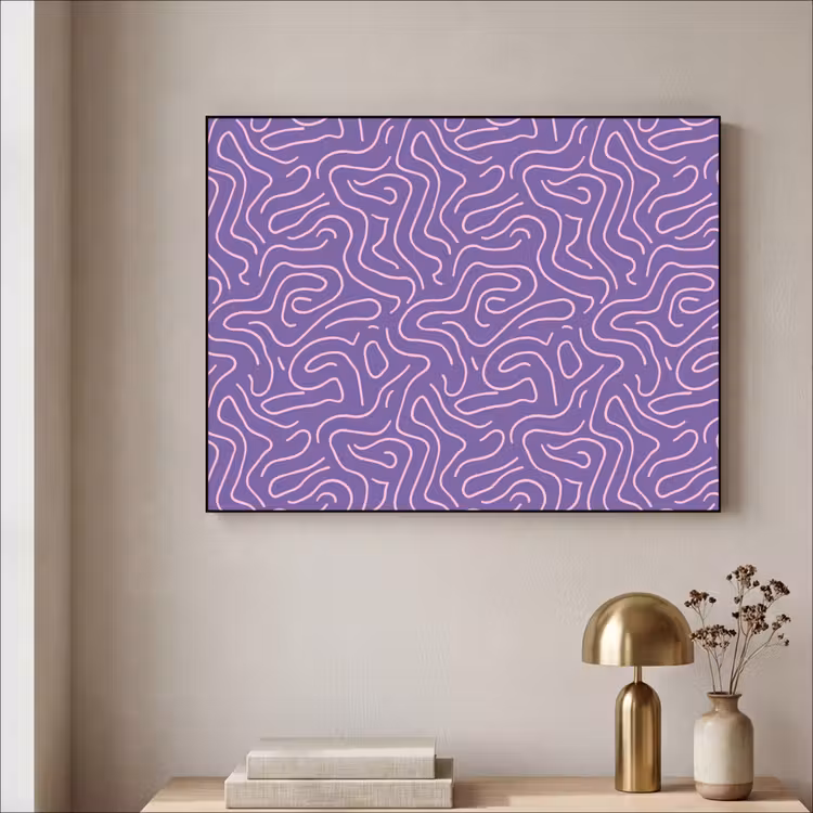 Art Frame - Paars - Roze - Abstract - Lijnen - Doolhof - Patroon — 5