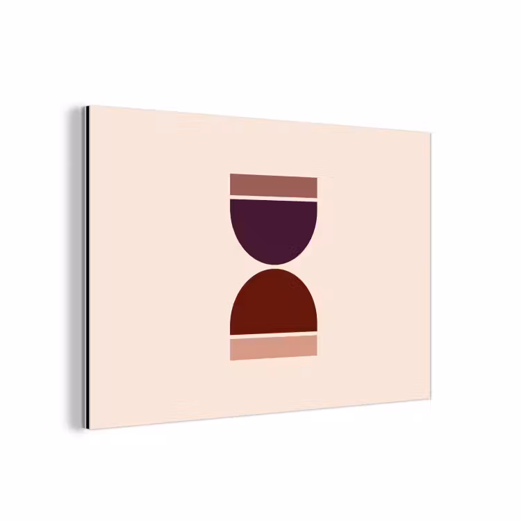 Aluminium schilderij - Zandloper - Symmetrisch - Rood - Paars — 1