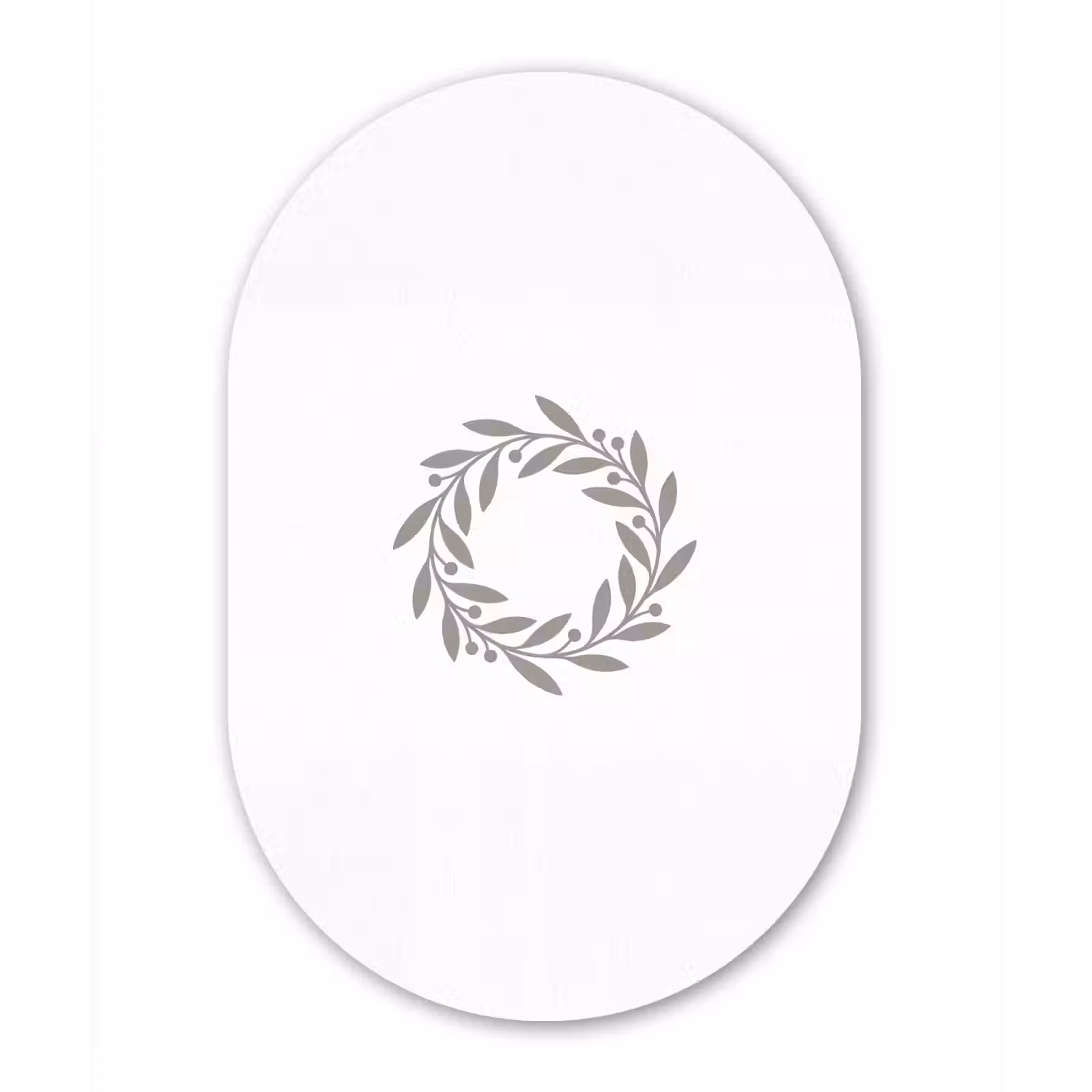 Muurovaal aluminium - Krans - Bladeren - Natuur - Minimalistisch - Grijs — 1