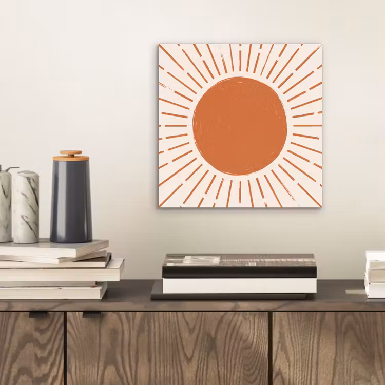 Aluminium schilderij - Zon - Stralen - Abstract - Terracotta - Modern — 2