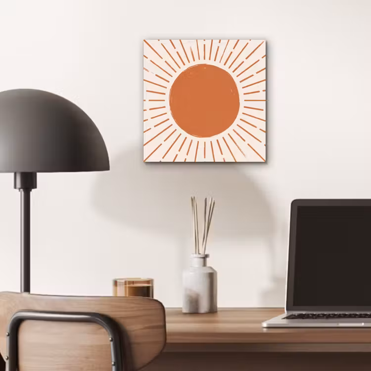 Aluminium schilderij - Zon - Stralen - Abstract - Terracotta - Modern — 6
